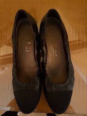 AGL Black Studded Pointed-Toe Women's Flats